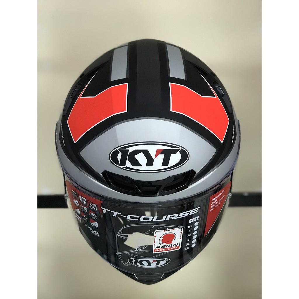 Nón bảo hiểm fullface KYT TT Course size M L XL chính hãng tem Electron black/red