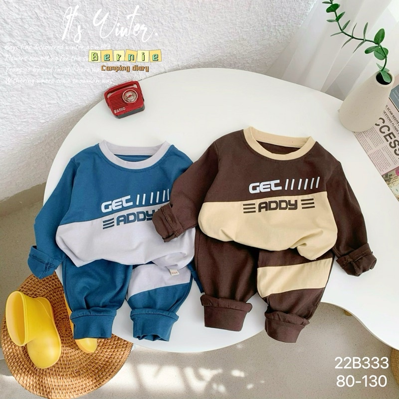 Bộ bé trai Bernie thu phối màu chất cotton mềm cho bé từ 9-23kg-22B333
