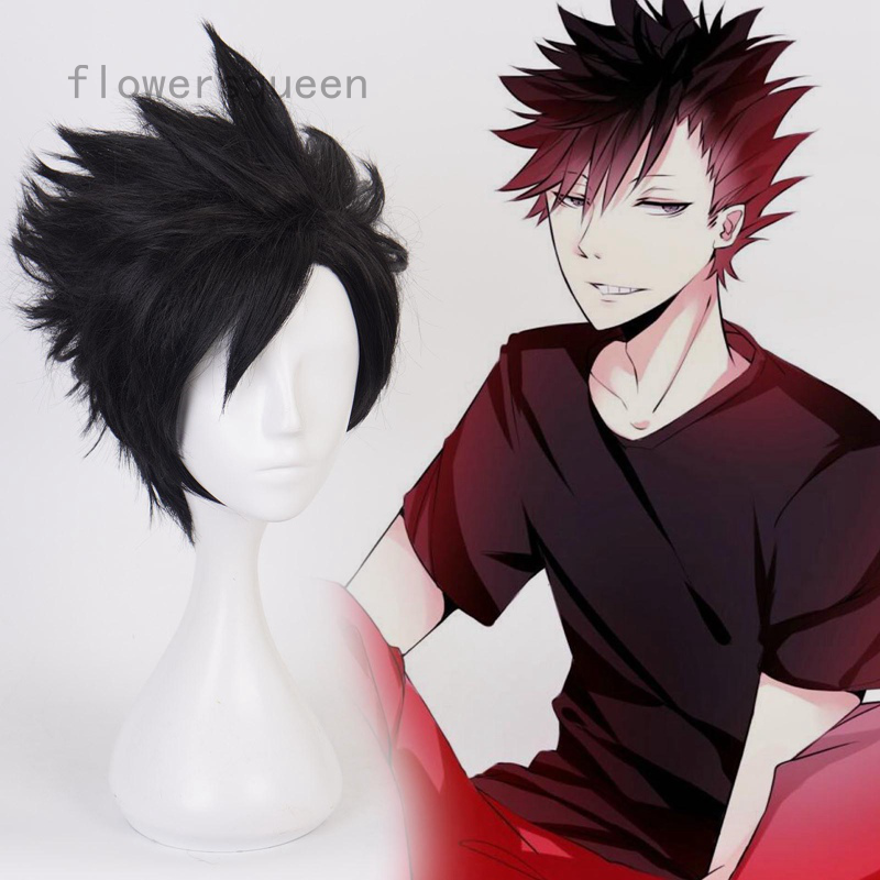 flowersqueen Haikyuu!! Kuroo Tetsuro Short Black Wig Anime Hair Cosplay Wig Party Wig Black Short Hair