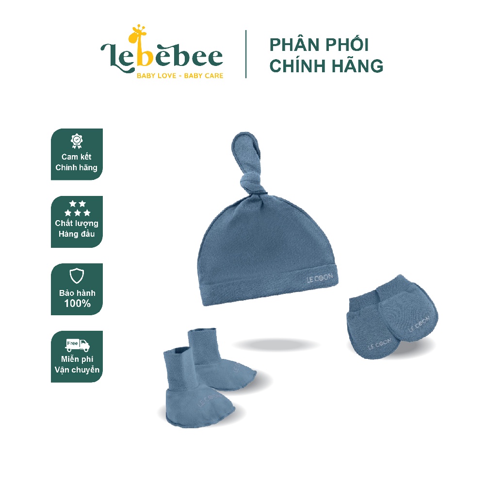 Set mũ, bao tay, bao chân vải mỏng mát Lecoon
