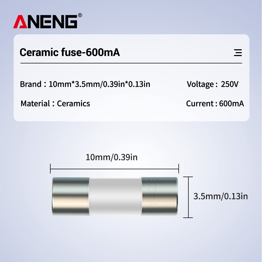 ANENG Cầu Chì Gốm 600ma 10a 600ma Chuyên Dụng Cho Dụng Cụ Đa Năng