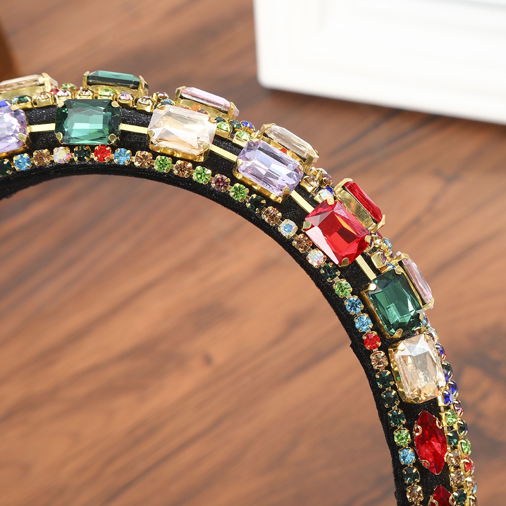 Băng Đô Cài Tóc Đính Đá Lấp Lánh Phong Cách Retro