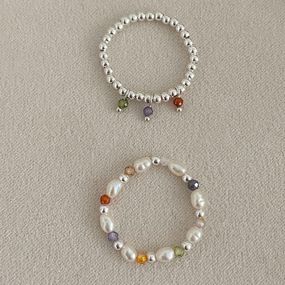 Nhẫn Hợp Kim Co Giãn Đính Hạt Hình Hoa / Trái Tim Cá Tính Sáng Tạo Cho Nữ