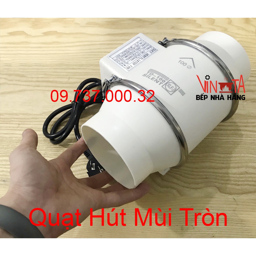 Quạt hút mùi nối ống phi 100 mm, quạt hút mùi nhà vệ sinh, quạt thông gió nối ống tròn âm trần treo tường