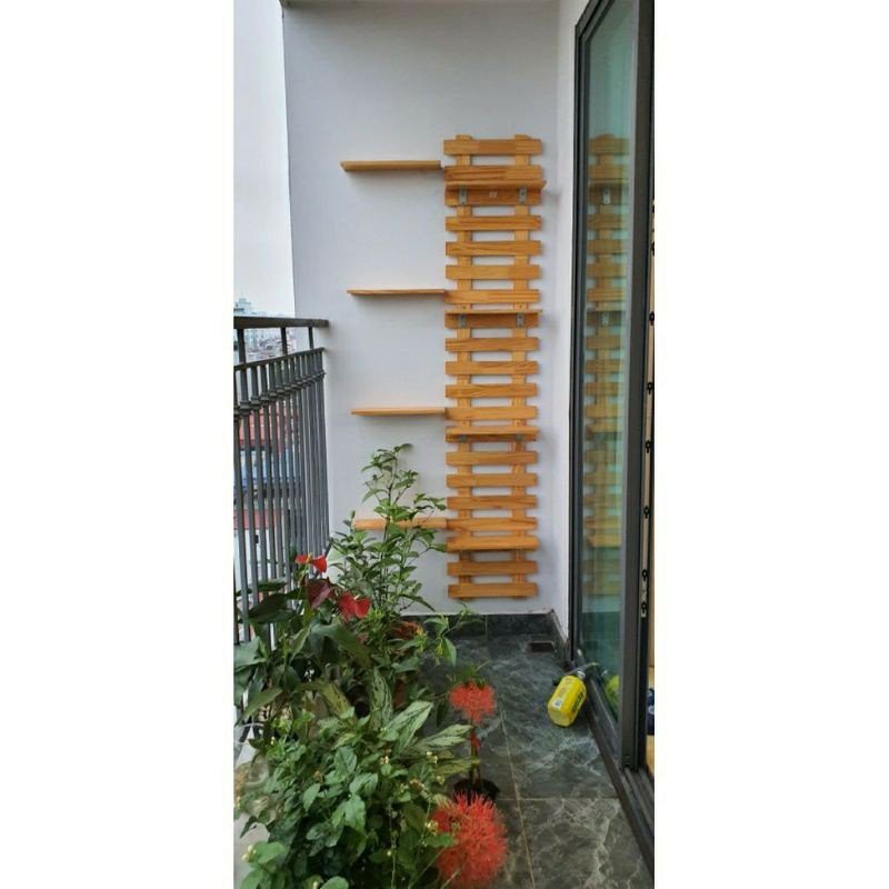 COMBO 1 bộ khung gỗ trang trí ban công, decor cây cảnh chung cư gỗ thông tự nhiên hai kích thước.