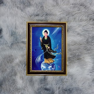 Tranh Mẹ Diêu Trì Địa Mẫu size nhỏ 27x36cm bằng vải phủ bóng khung composite xịn xò