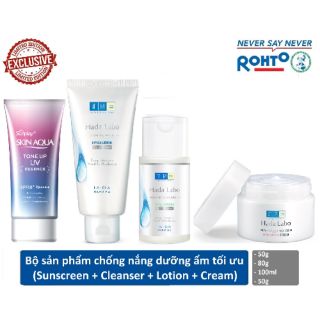(CHÍNH HÃNG)Bộ chăm sóc da dưỡng ẩm Hadalabo + chống nắng Aqua Tone Up 50g