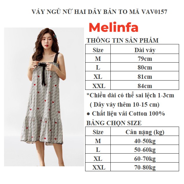 Váy ngủ, đầm ngủ nữ hai dây bản to phong cách tiểu thư Hàn Quốc nhiều màu mã VAV0157