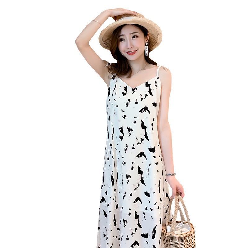 Good version Waist slim one-piece dress Korean style Floral dress High-quality spot Holiday skirt