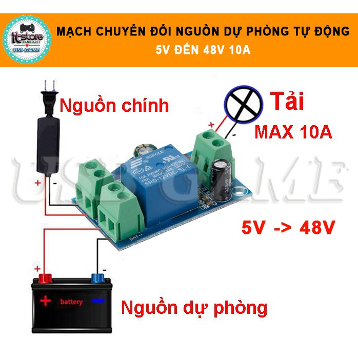 Combo Hộp + Mạch Chuyển Đổi Nguồn Tự Động từ 5V đến 48V 10A cho hệ thống camera bộ báo động chống trộm...