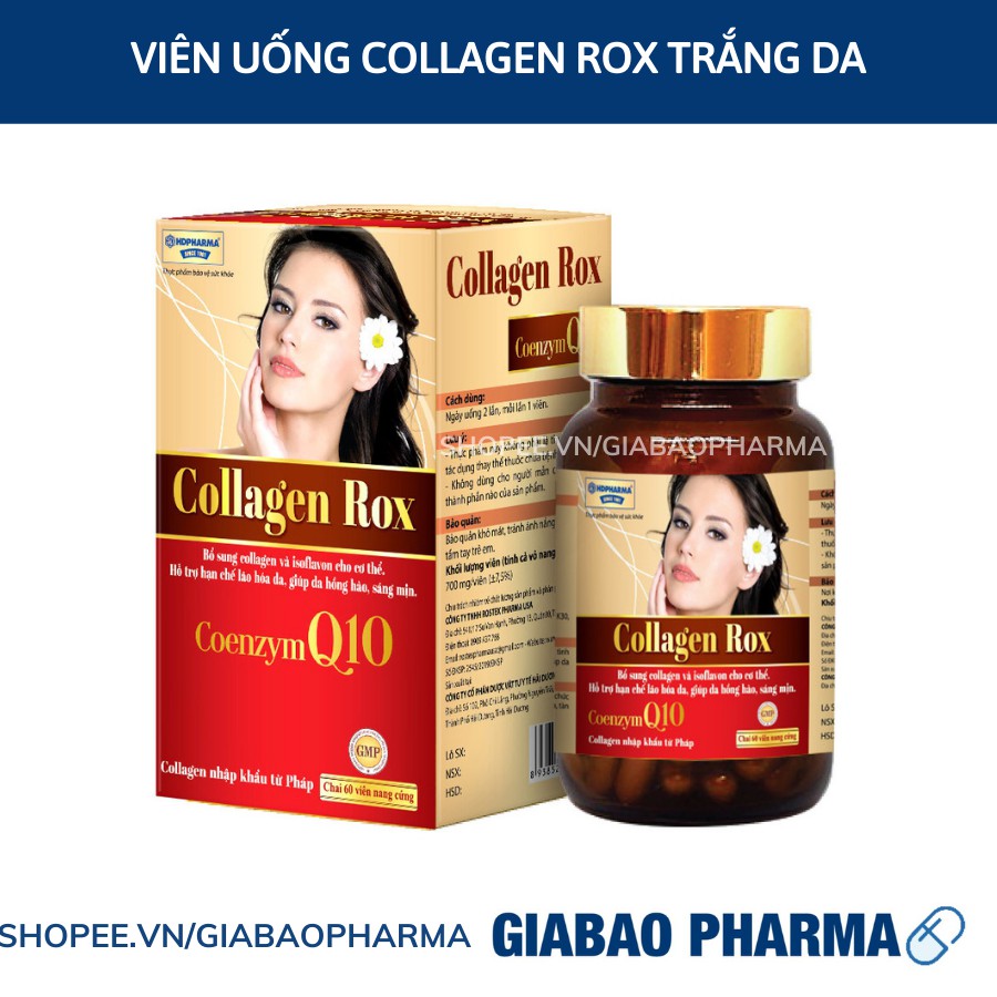 Viên uống Collagen Rox trắng da, bổ sung Collagen chống lão hóa, làm đẹp da, giảm sạm nám