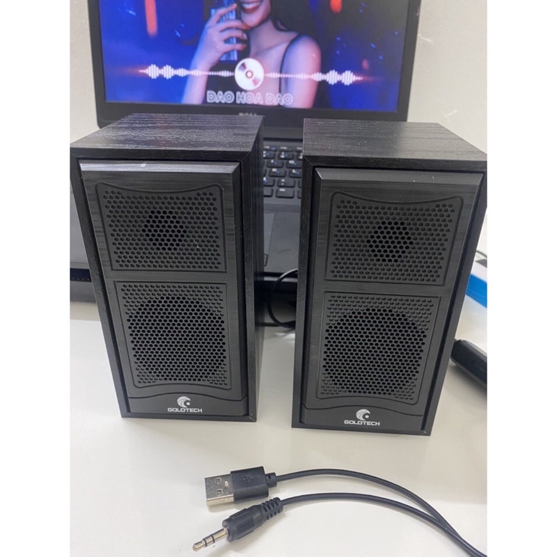 Loa máy tính M22 ,loa vi tính mini vỏ gỗ để bàn GOLDTECH