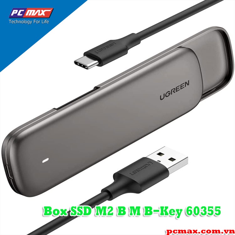 Box SSD M.2 cho SATA NGFF Nhôm USB 3.1 Gen 2 to  B M B-Key 2280 2260 2242 2230 Ugreen 60355 - Hàng chính hãng