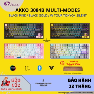 Bàn phím cơ AKKO 3084B Plus Black Pink (Bluetooth 5.0 / Wireless 2.4Ghz / Hotswap / Foam tiêu âm / AKKO CS Jelly sw)