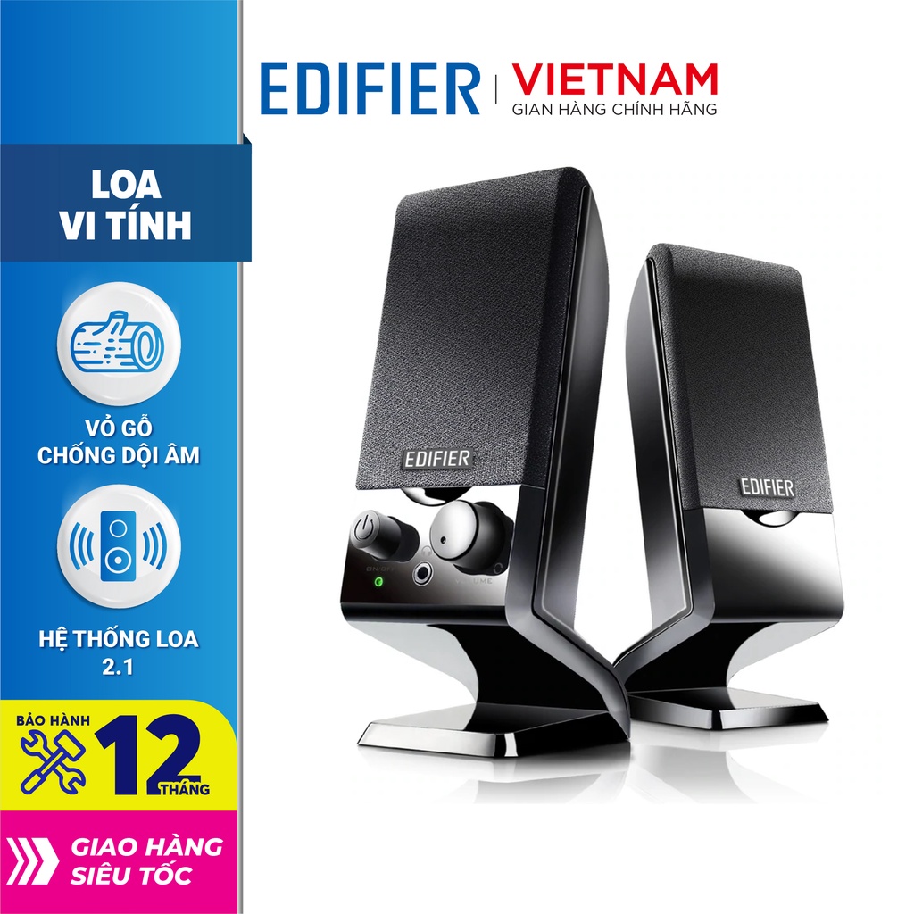 Loa vi tính EDIFIER M1250 - Loa 2.0 mini cổng nguồn USB - Thiết kể nhỏ gọn - Vỏ gỗ giảm dội âm Hàng phân phối chính hãng