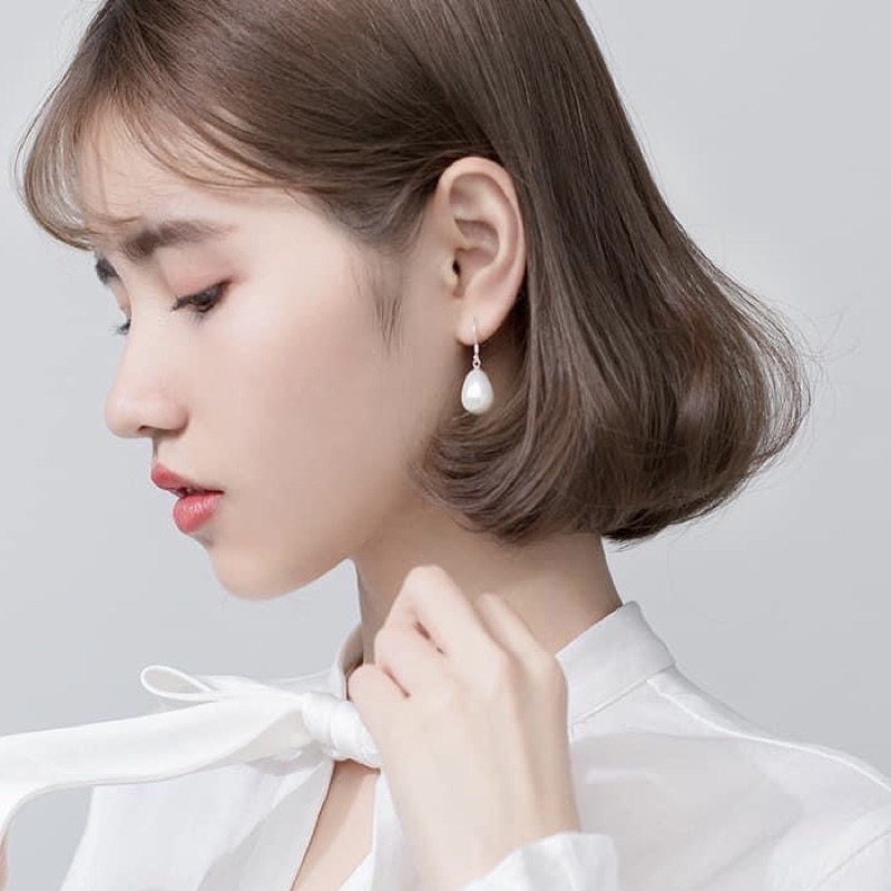 Bông tai móc trai bạc ta - Khuyên tai móc trai bạc ta - Vàng Bạc Khải Khải
