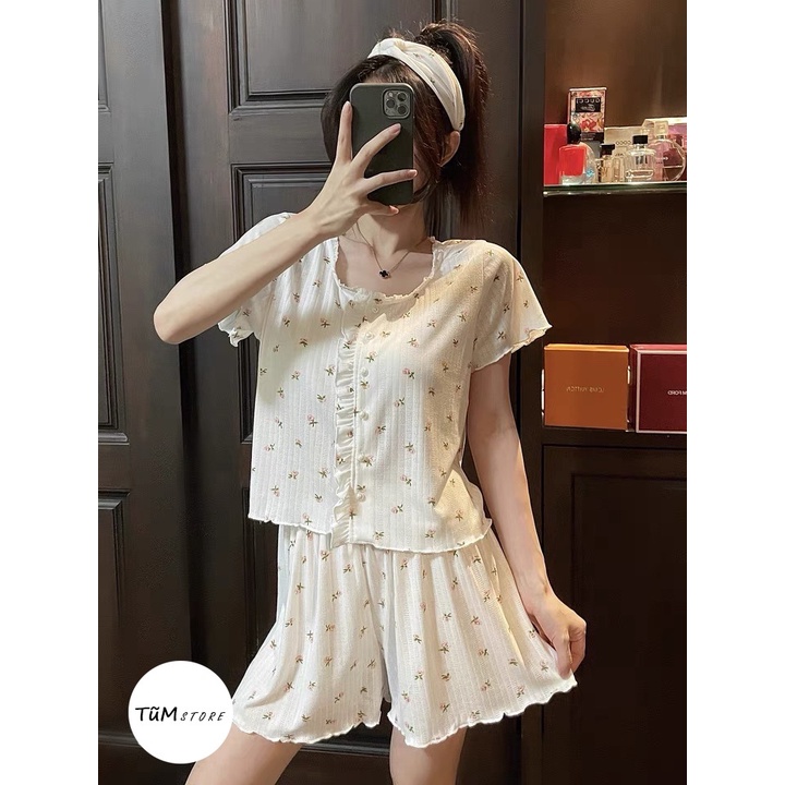Set ngủ hoa nhí dài và cộc mềm mịn thoáng mát