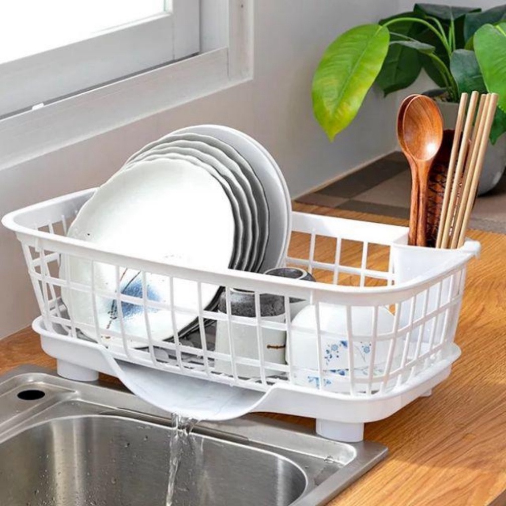 Kệ Nhựa Để Đồ Đa Năng - Khay Kệ Rổ Úp Chén Bát/Rổ Úp Chén,Đĩa,Dĩa,Đũa,Muỗng Có Khay Hứng Nước Tiện Lợi