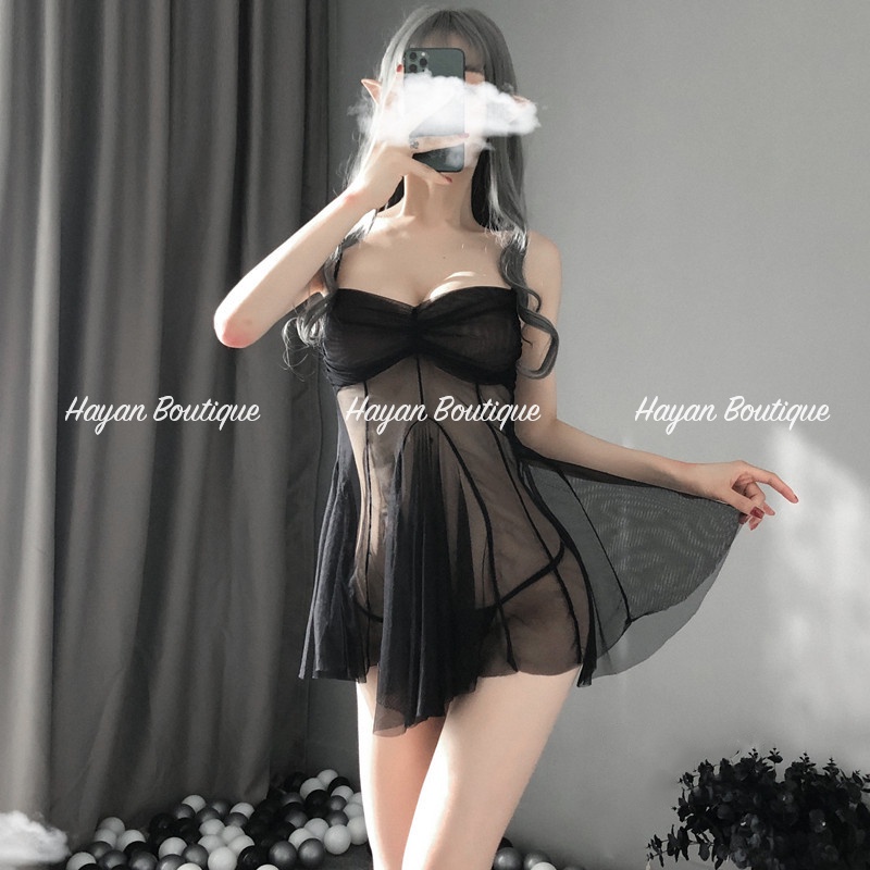 [FREESHIP] Váy ngủ sexy ren xuyên thấu, đầm ngủ ren gợi cảm dáng xoè nhẹ #HT169
