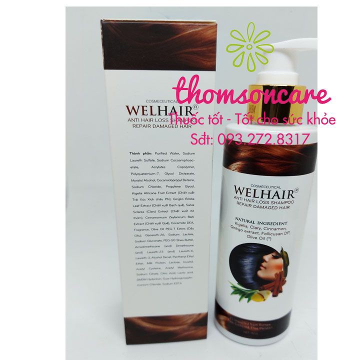 Wel Hair - Dầu gội chống rụng tóc, giúp tóc mọc dầy hơn, chắc khỏe hơn - Chai 150g