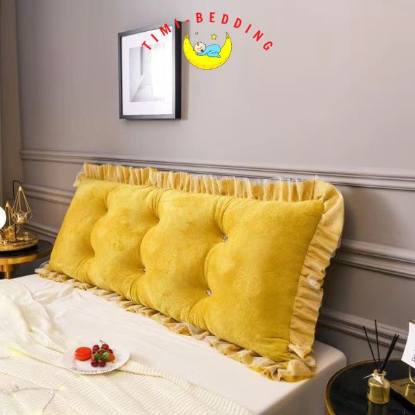 Gối kê đầu giường đính khuy hình chữ nhật mềm mại, êm ái kích thước 1,6m và 1,8m - Timibedding