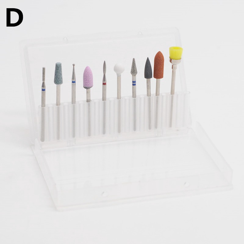 10Pcs/set Nail Drill Bits Cuticle Cleaner Drill Brush Rotary Polishing Grinding Heads/Dental Polishing Bur Kit 2.35mm