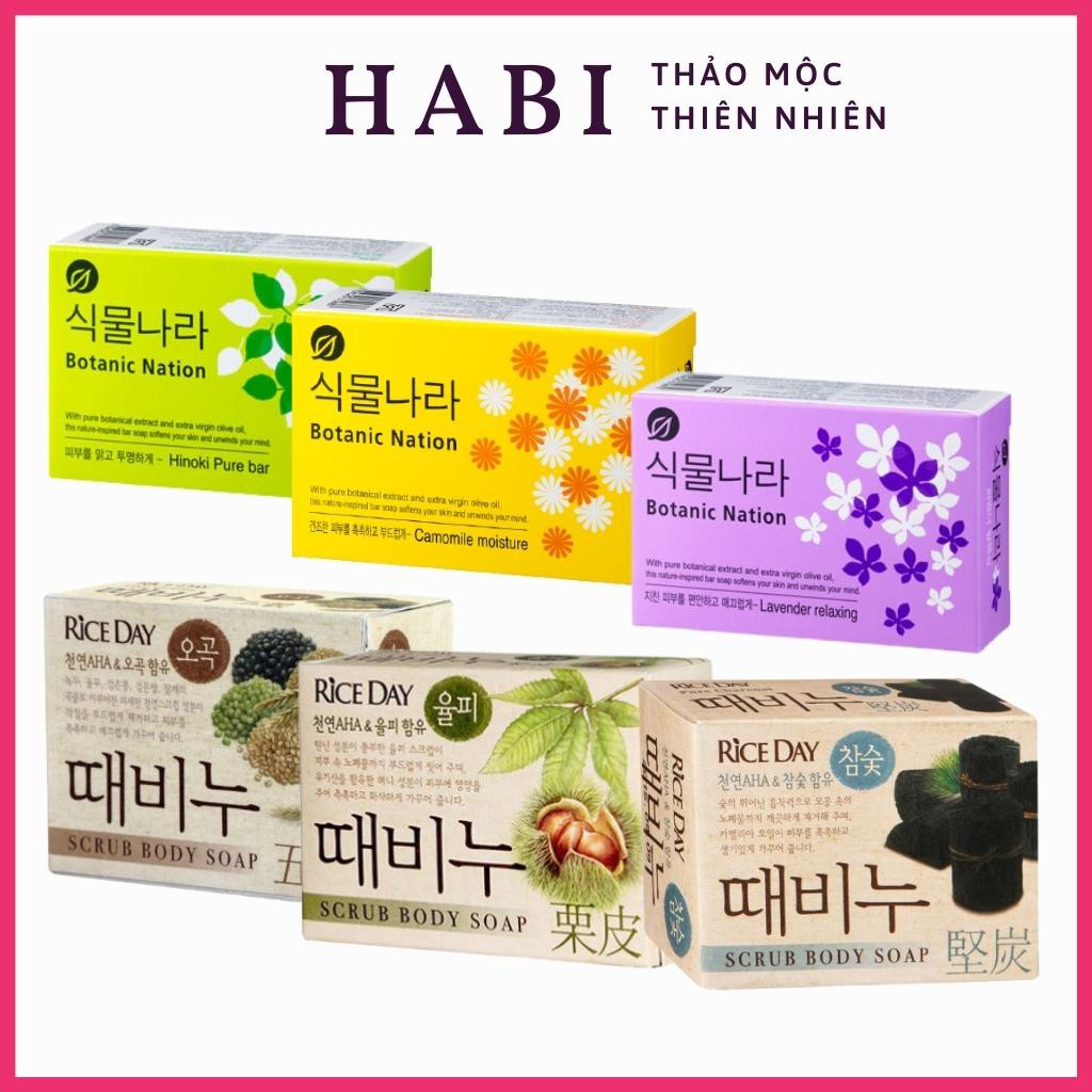 Xà phòng tắm thảo dược Hàn Quốc, xà bông cục soap tẩy da chết trắng da ngừa mụn 100g