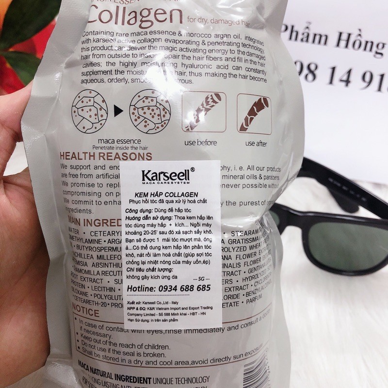 Kem hấp , Dầu ủ tóc Karseell Collagen Phục hồi hư tổn 500ml