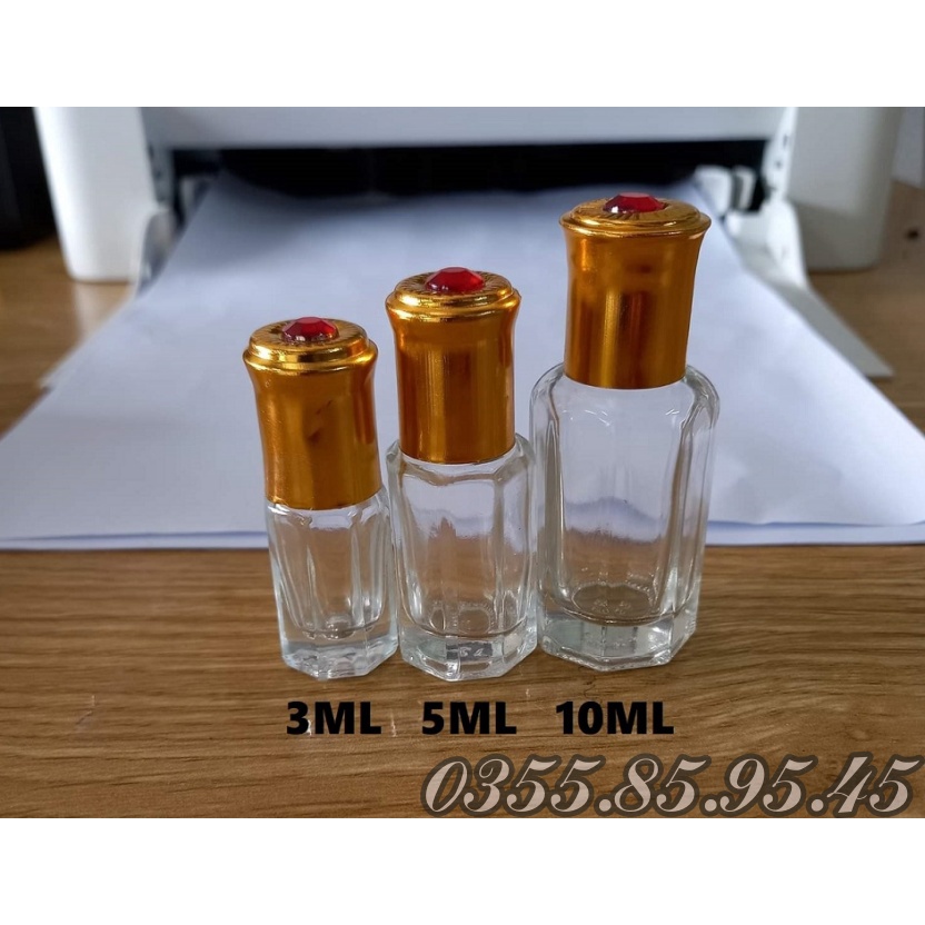 Vỏ Lọ Bi Lăn Dubai 3ml / 6ml / 12ml chiết nước hoa Ruby rỗng - Chai lọ đựng nước hoa, mỹ phẩm du lịch.