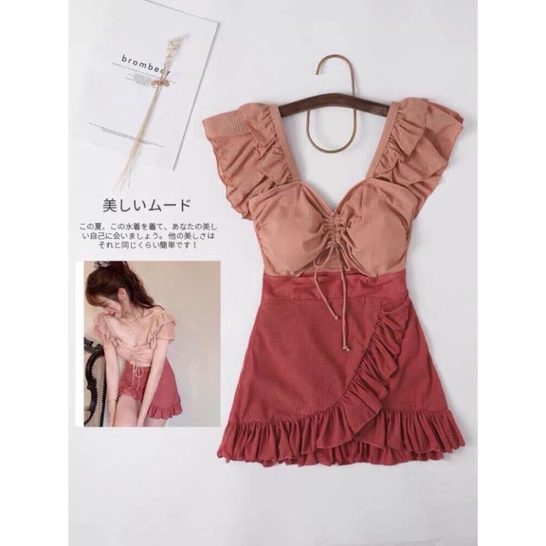 Bikini Đi Biển Dạng Váy Kín Đáo LUHAZO Cao Cấp ulzzang Quảng Châu  2 Mảnh 0351 C-8