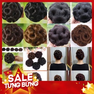 Búi tóc giả trung niên, búi hoa không đính đá 🔸bichngocvic' s shop