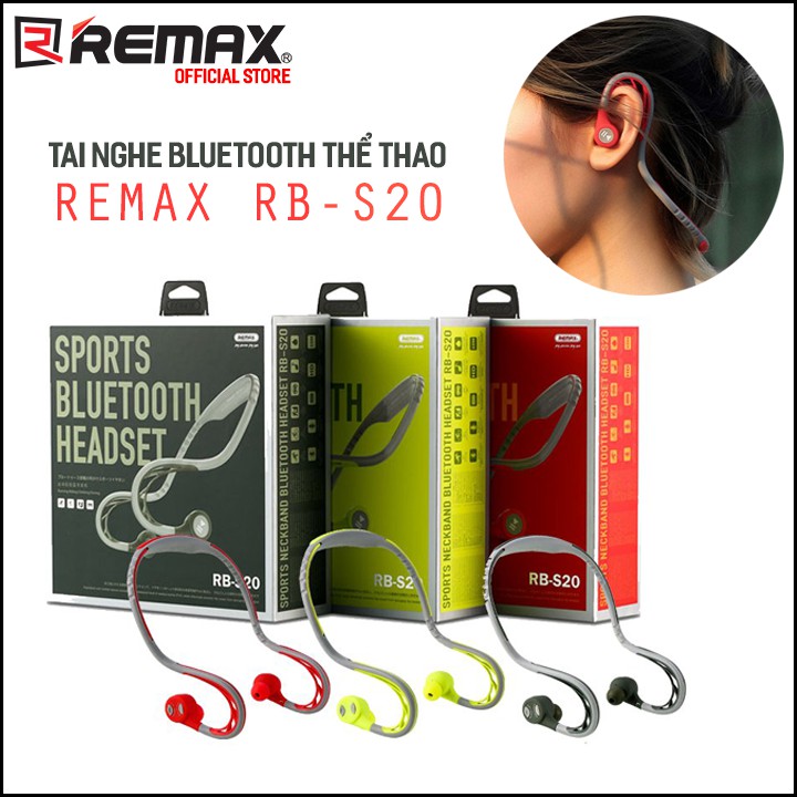 [Mã ELTECHZONE giảm 5% đơn 500K] Tai nghe Bluetooth thể thao Remax S20 đầu tai có thể xoay 360 độ