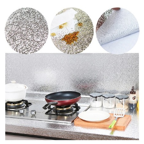 Cuộn 3m decal dán bếp tráng nhôm cách nhiệt khổ 0.6m dán 1.8 mét vuông keo sẵn LOẠI DÀY