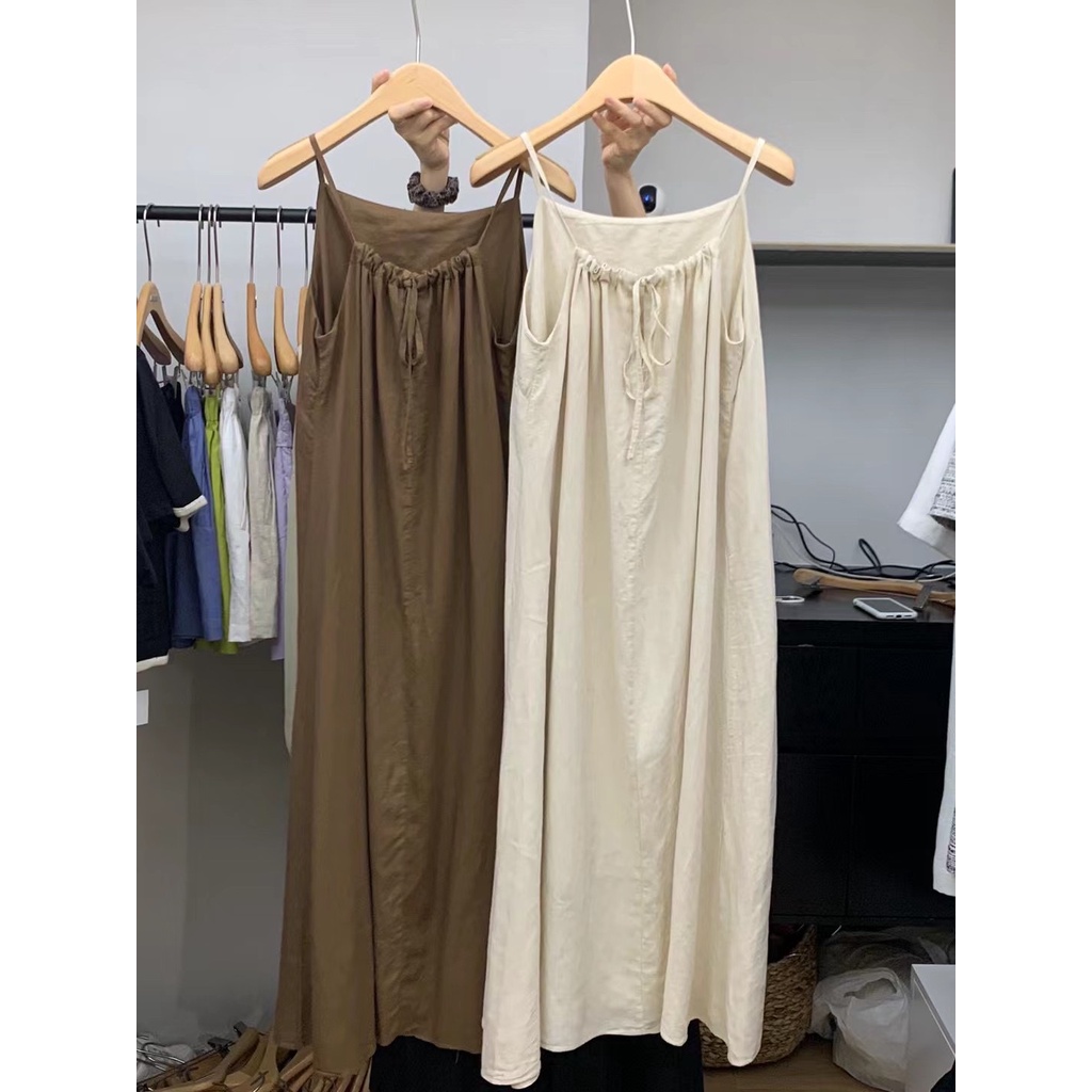 Váy Linen dây buộc dây sau 2414