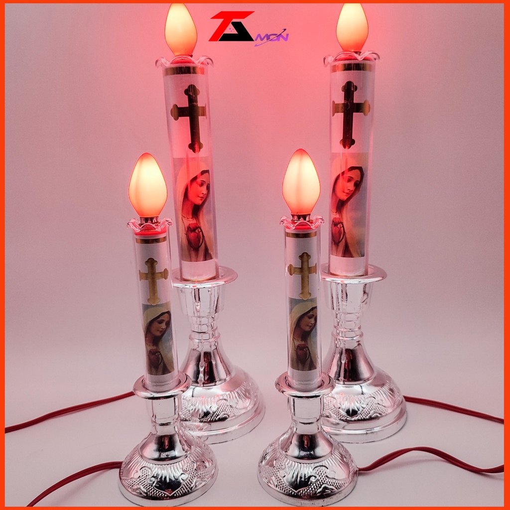 Giá cho 2 cây đèn nến thiên chúa, đèn trưng bàn thờ, gia tiên cực đẹp trang trí tủ thờ