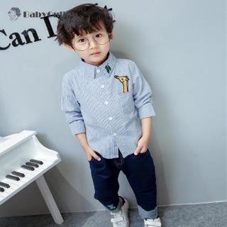 Bộ áo Sơmi dài tay kẻ sọc + quần dài cho bé trai