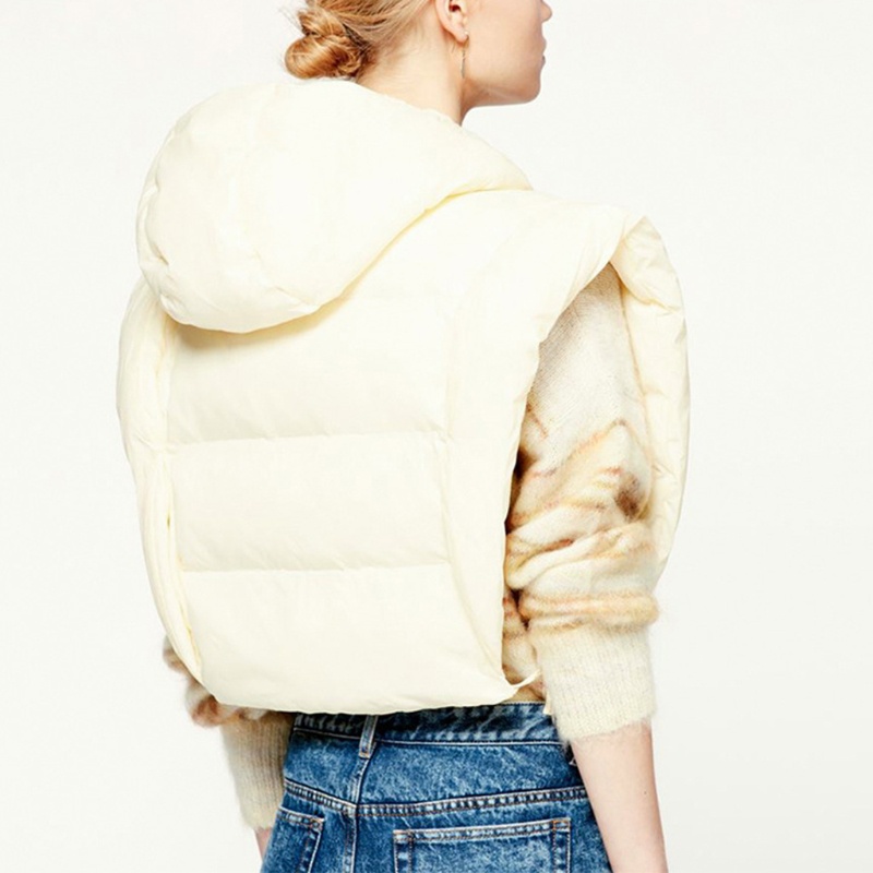 Xiangbao Áo Khoác Phao Không Tay Có Đệm Và Dây Buộc Bên Hông Cho Nữ Mùa Đông