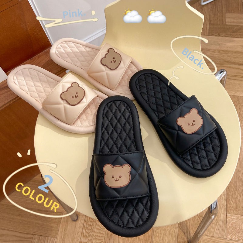 Dép gấu ulzang đế trần chỉ 2 màu cute Minn Shoes (D55)