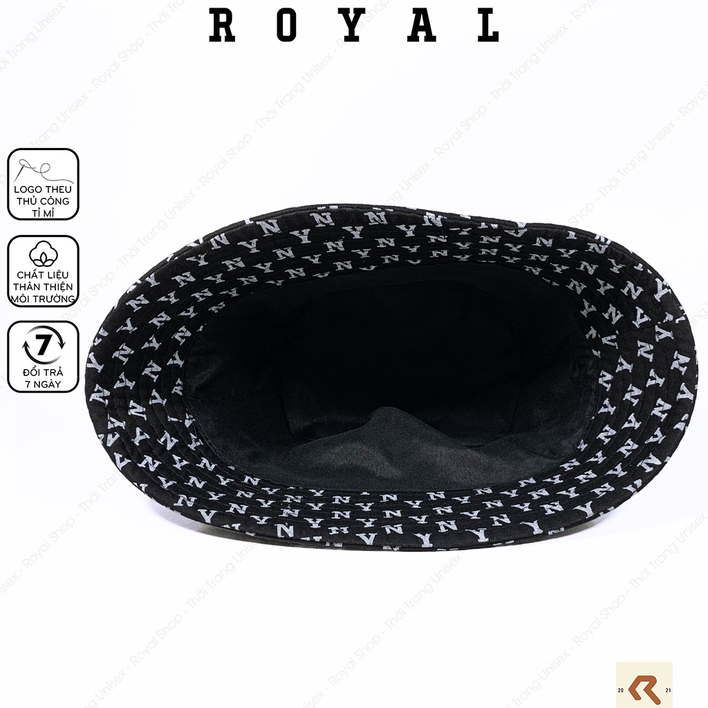 Mũ bucket mlb monogram ny nón bucket new york yankees vải kaki cotton - Royal Shop