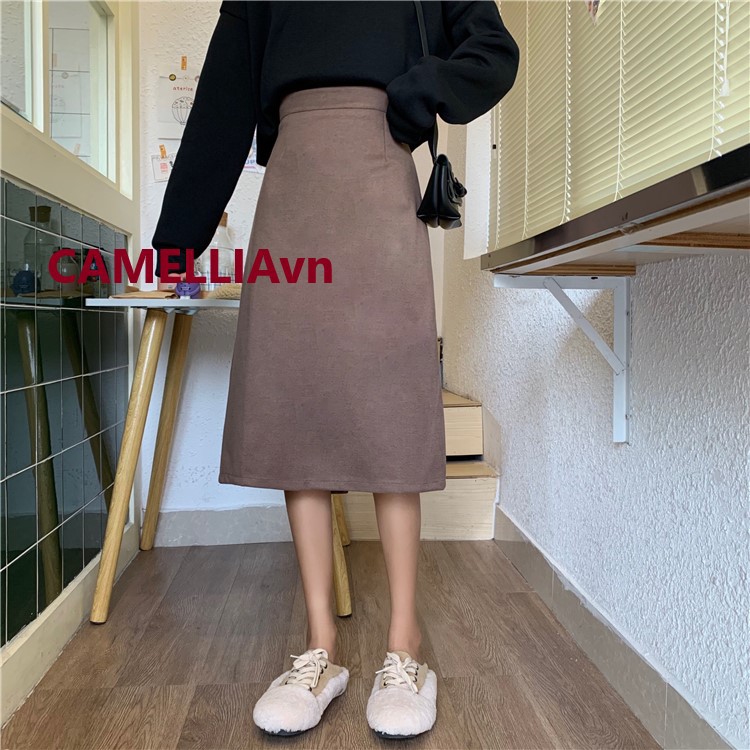 Kumivn ORDER chân váy lưng cao dáng dài suông tiểu thư Hàn Quốc sang trọng | BigBuy360 - bigbuy360.vn