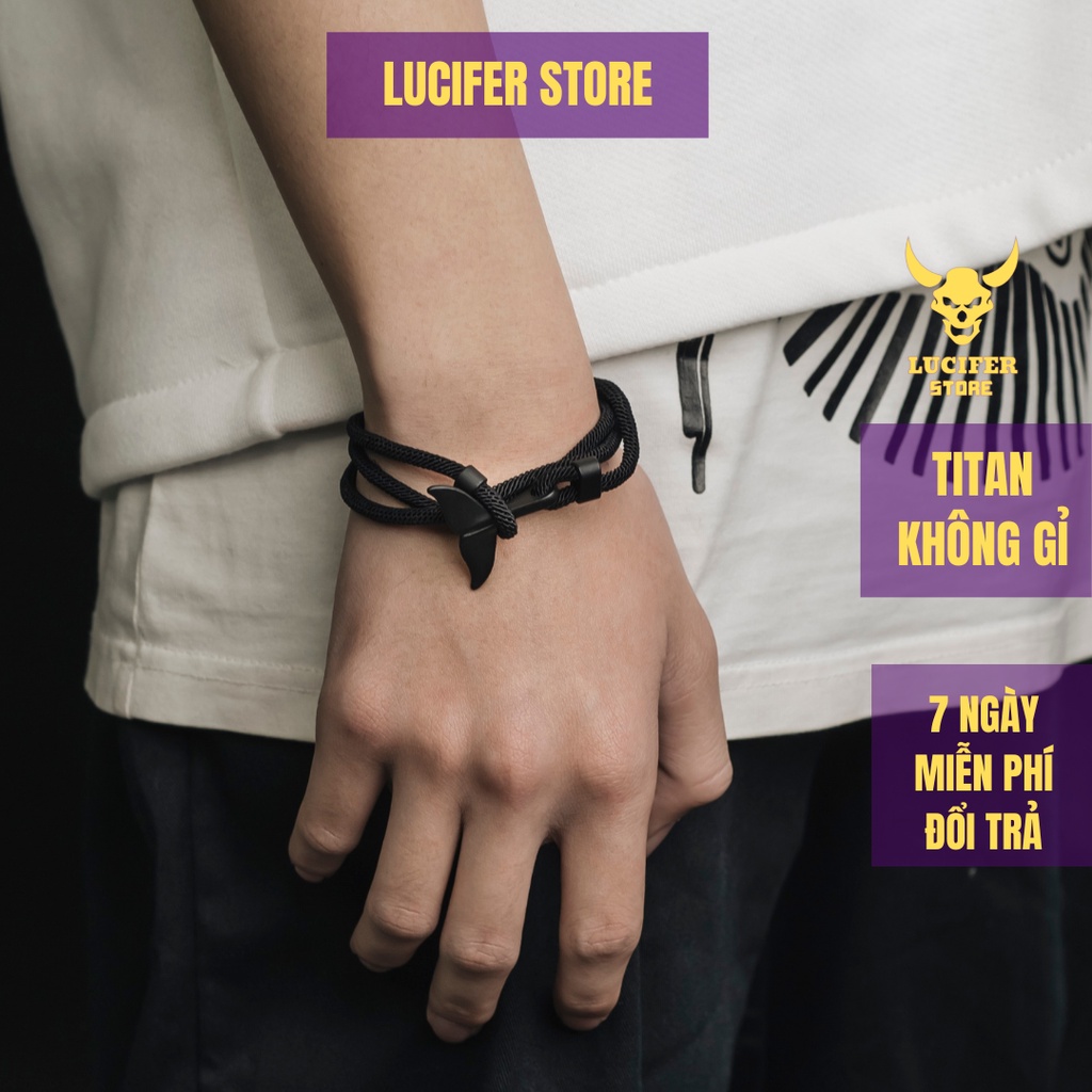 Vòng Tay Bạc Nam Unisex cá tính Titan không gỉ Đẹp Ngầu Cá Voi Đơn Giản Lucifer Store Lắc Tay Phong Cách - Cá Voi