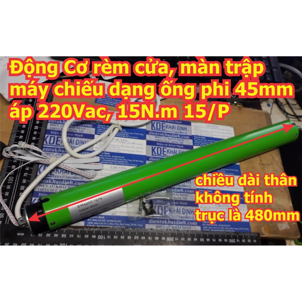 Động Cơ rèm cửa, màn trập máy chiếu VV dạng ống phi 45mm áp 220Vac, lực mạnh 15N.m 15/P kde5822