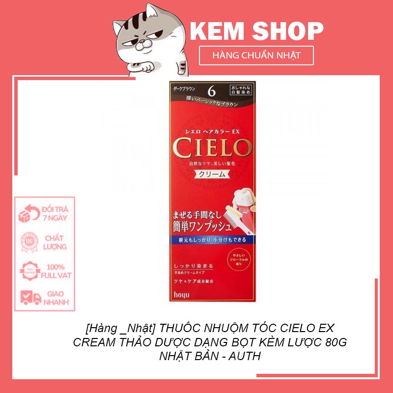 [Hàng _Nhật]  THUỐC NHUỘM TÓC CIELO EX CREAM THẢO DƯỢC DẠNG BỌT KÈM LƯỢC 80G NHẬT BẢN - AUTH