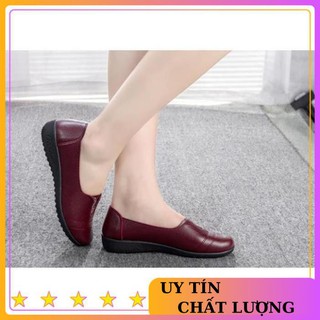 [ hàng cao cấp giày da bò thật màu nho