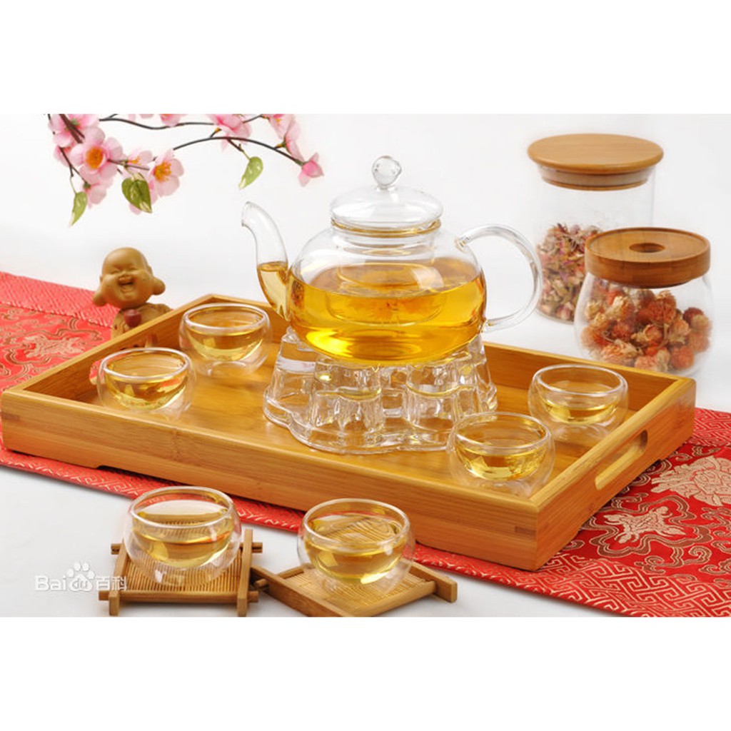 Bộ ấm chén pha trà thủy tinh có lõi lọc _RE0207