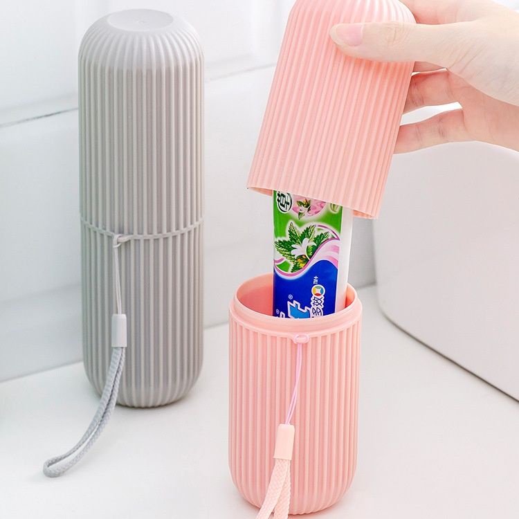 Hộp Đựng Bàn Chải Và Tuýp Kem Tròn Có Vân Kiêm Cốc Đánh Răng Du Lịch Văn Phòng Gọn Gàng Sạch Sẽ Tiện Dụng