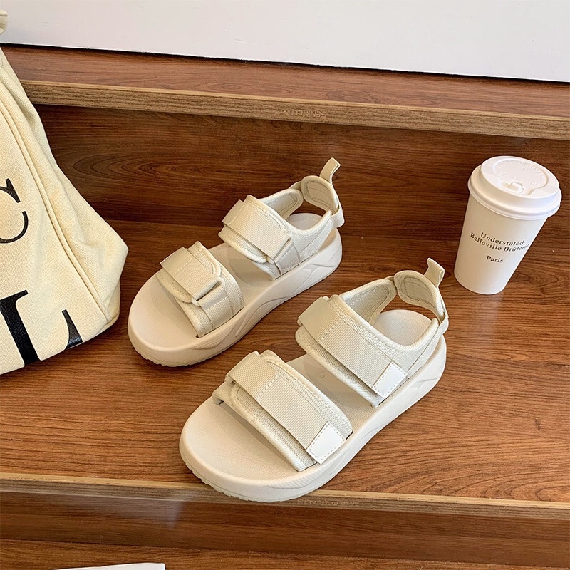 Dép quai hậu sandal nữ dây bản to trơn màu cài đế 2,5cm đúc