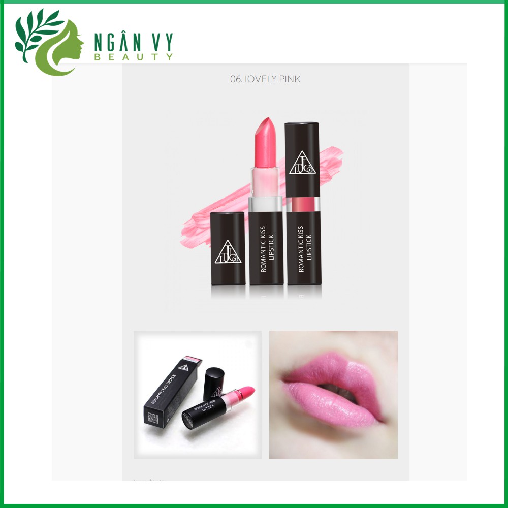 Son không chì lì mịn Hàn Quốc JIGOTT Romance Kiss Lipstick Số #06 màu hồng nhẹ Lovely Pink 20g