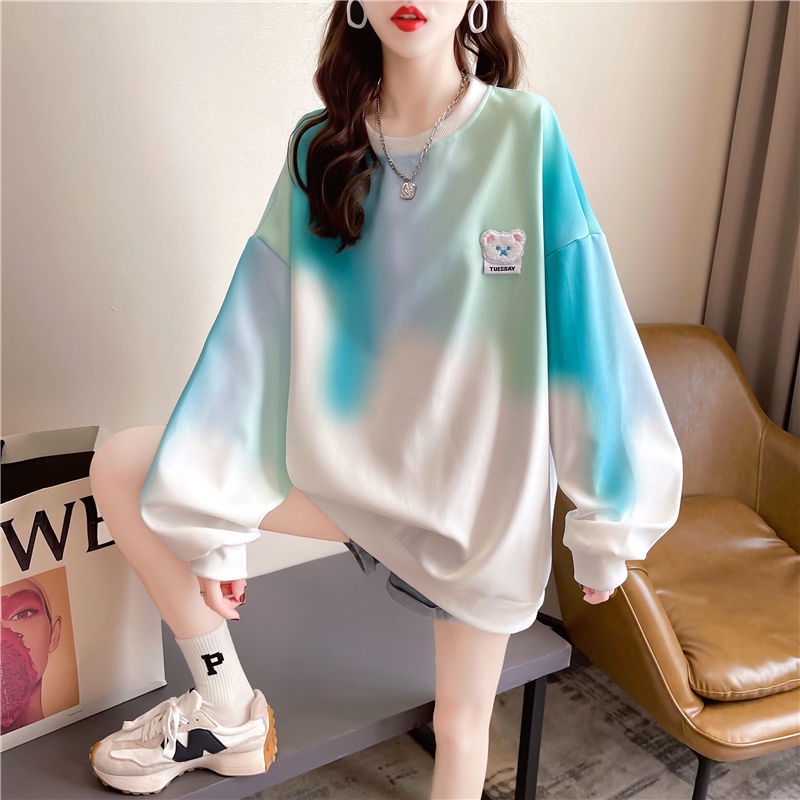 Áo len tay dài dáng rộng màu gradient thời trang mùa thu 10.6