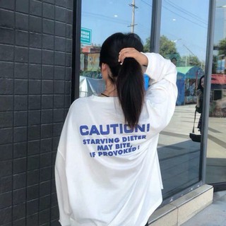 A254 ÁO THU ĐÔNG ULZZANG CAUTION. (ẢNH THẬT Ở CUỐI)